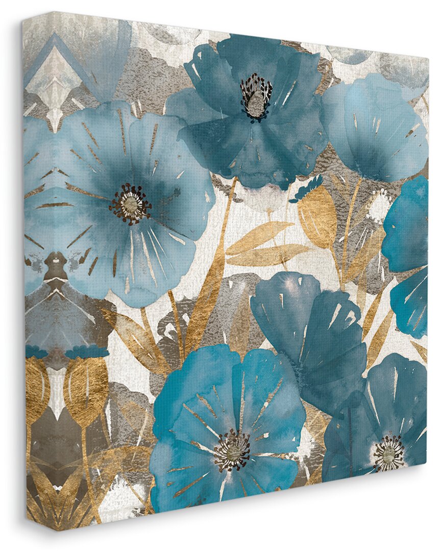 Stupell Industries Elegant Blue Florals Abstract Glam Flowers Stretched Canvas Wall Art By Studio W In Blue