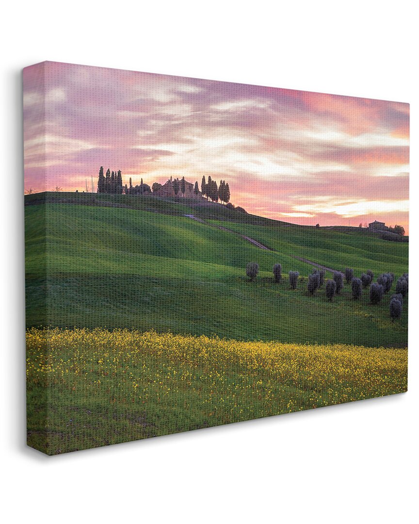 Stupell Industries Sunrise Over Countryside Hills Yellow Floral Field Stretched Canvas Wall Art By Dora Arte In Green