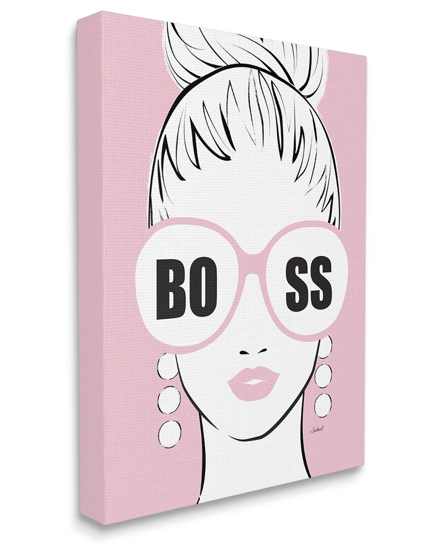 Stupell Industries Boss Phrase Sunglasses Glam Female Pink Fashion Stretched Canvas Wall Art By Martina Pavl