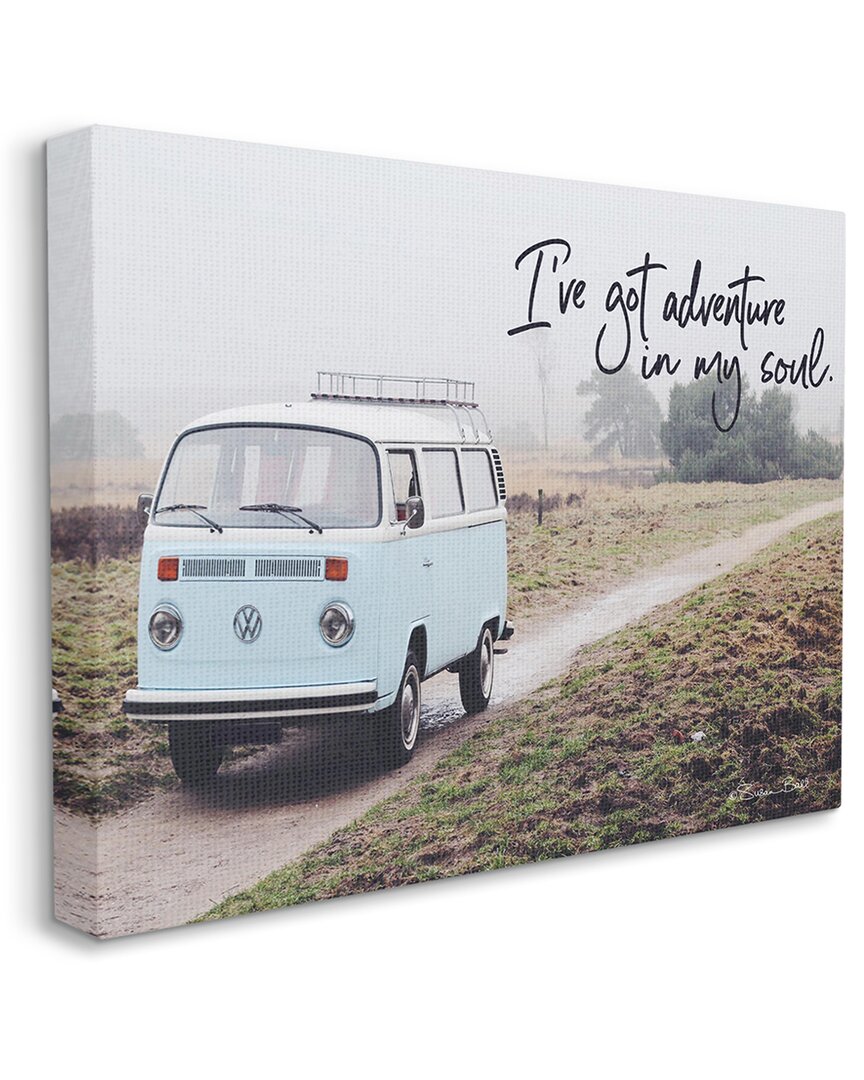 Stupell Industries Adventure In My Soul Phrase Retro Bus Road Stretched Canvas Wall Art By Susan Ball In Green