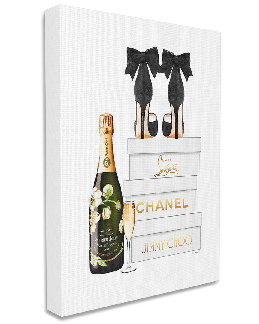 Stupell Industries Champagne Bubbly Black Heels Glam Shoe Boxes Stretched Canvas Wall Art By Amanda  In White