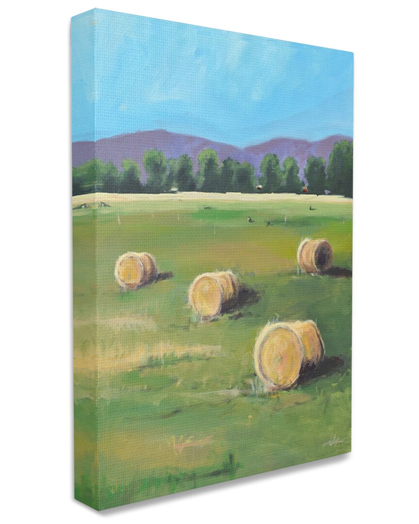 Stupell Industries Open Country Farmland Landscape Yellow Hay Bails Stretched Canvas Wall Art By Allayn Stev In Green