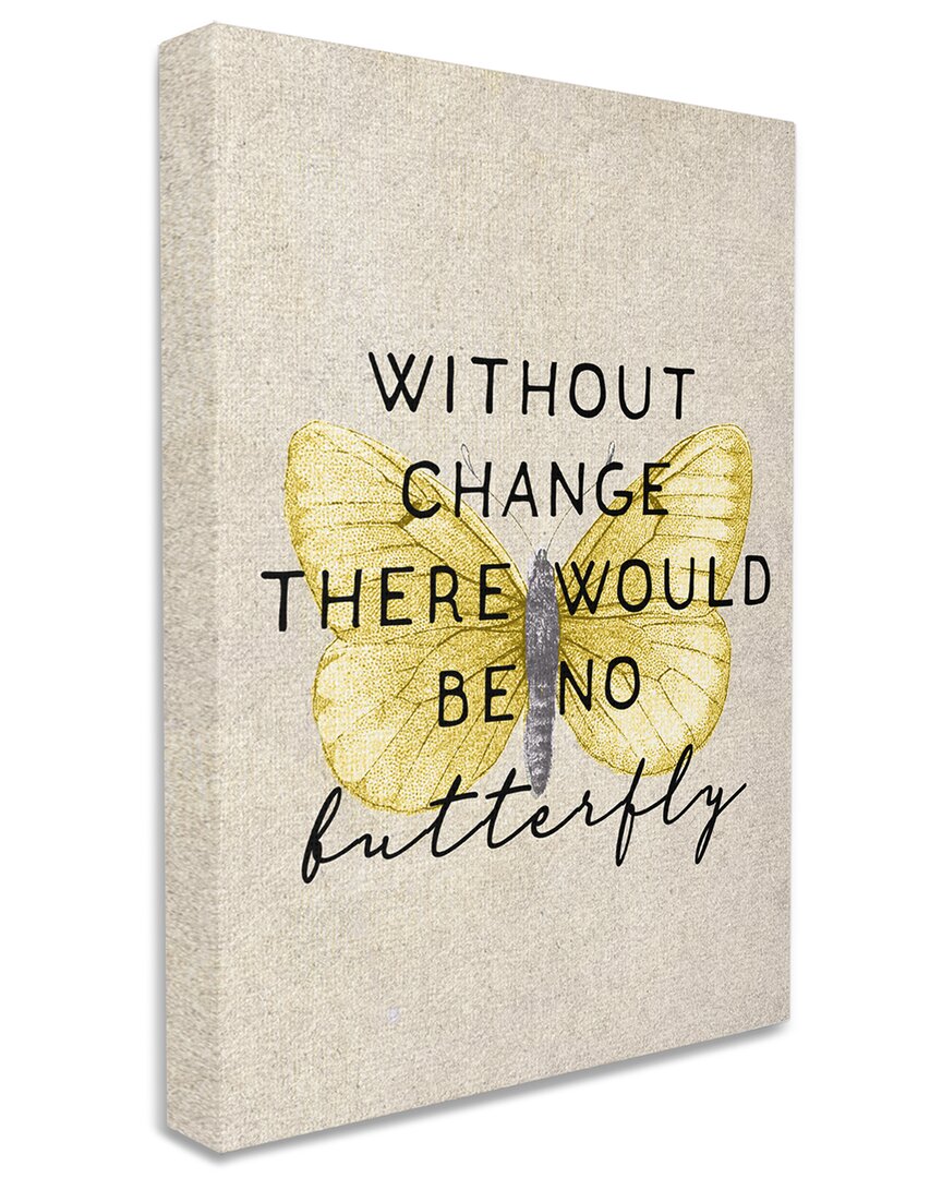 Stupell Industries Without Change There'd Be No Butterfly Quote Vintage Wings Stretched Canvas Wall In Brown
