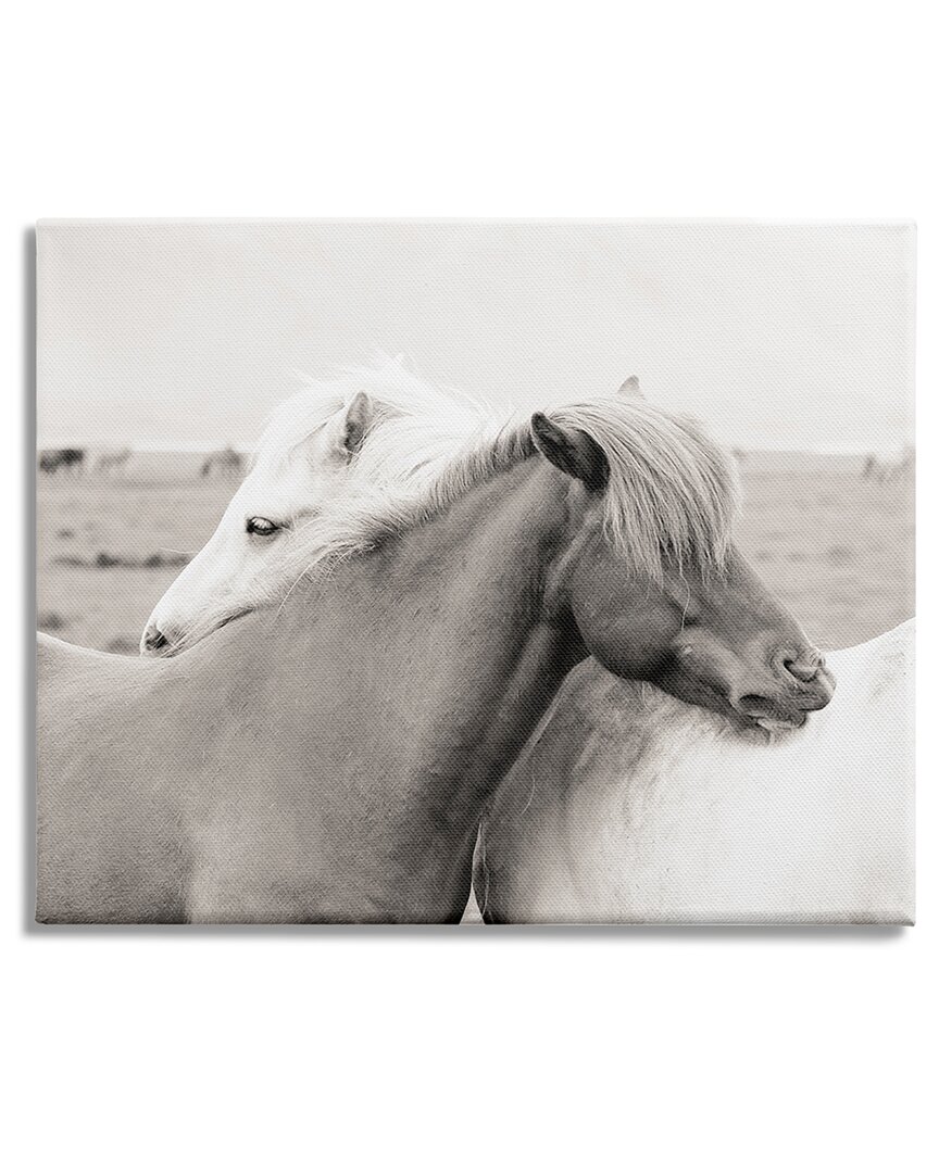 Stupell Industries Wild Country Horses Resting Animal Hug Monochromatic Photograph Stretched Canvas Wall Art In Grey