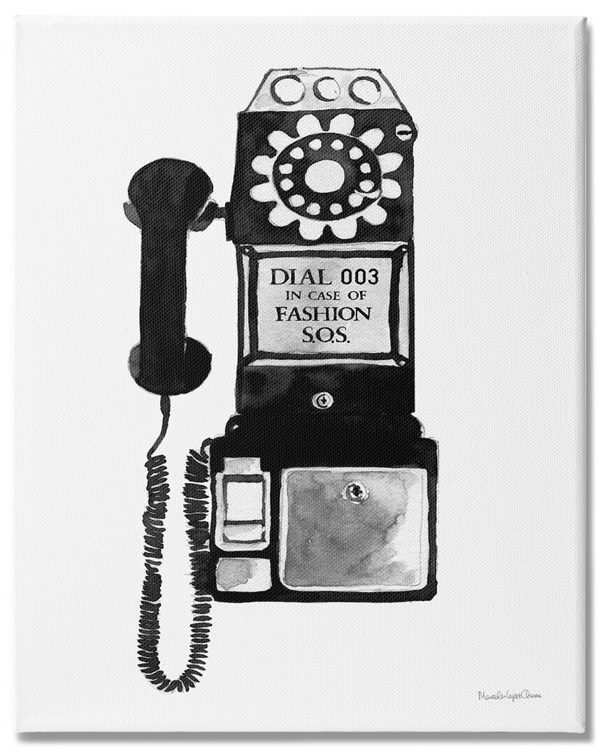 Stupell Industries Dial In Case Of Fashion S.o.s. Vintage Telephone Stretched Canvas Wall Art By Mercedes Lo In Black