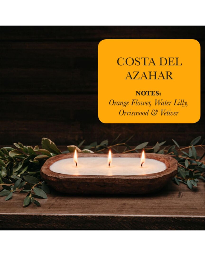 Tlc Candle Co. Costa Del Azahar 3-wick Hand Carved Dough Bowl Décor Candle In Natural
