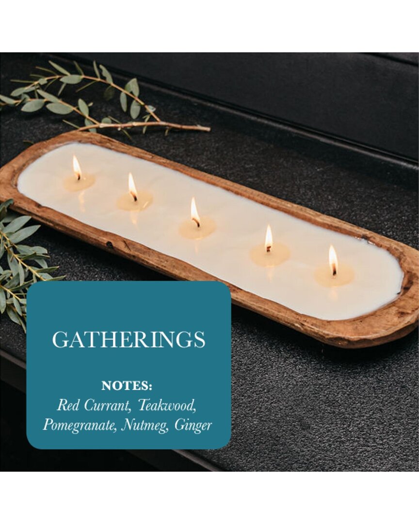 Tlc Candle Co. Gatherings 5-wick Hand Carved Dough Bowl Decor Candle In Natural