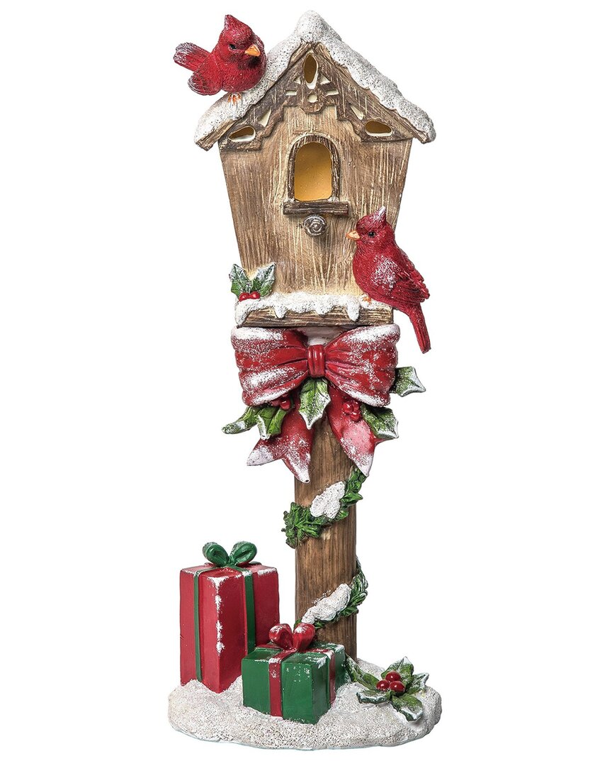Transpac Resin 15.25in Multicolored Christmas Light Up Bird House Decor