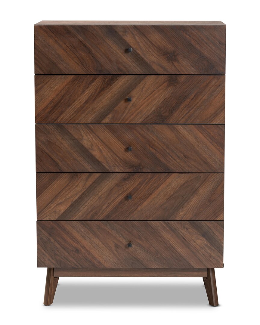 Design Studios Hartman Mid-century Modern Walnut Brown Finished Wood 5-drawer Storage Chest