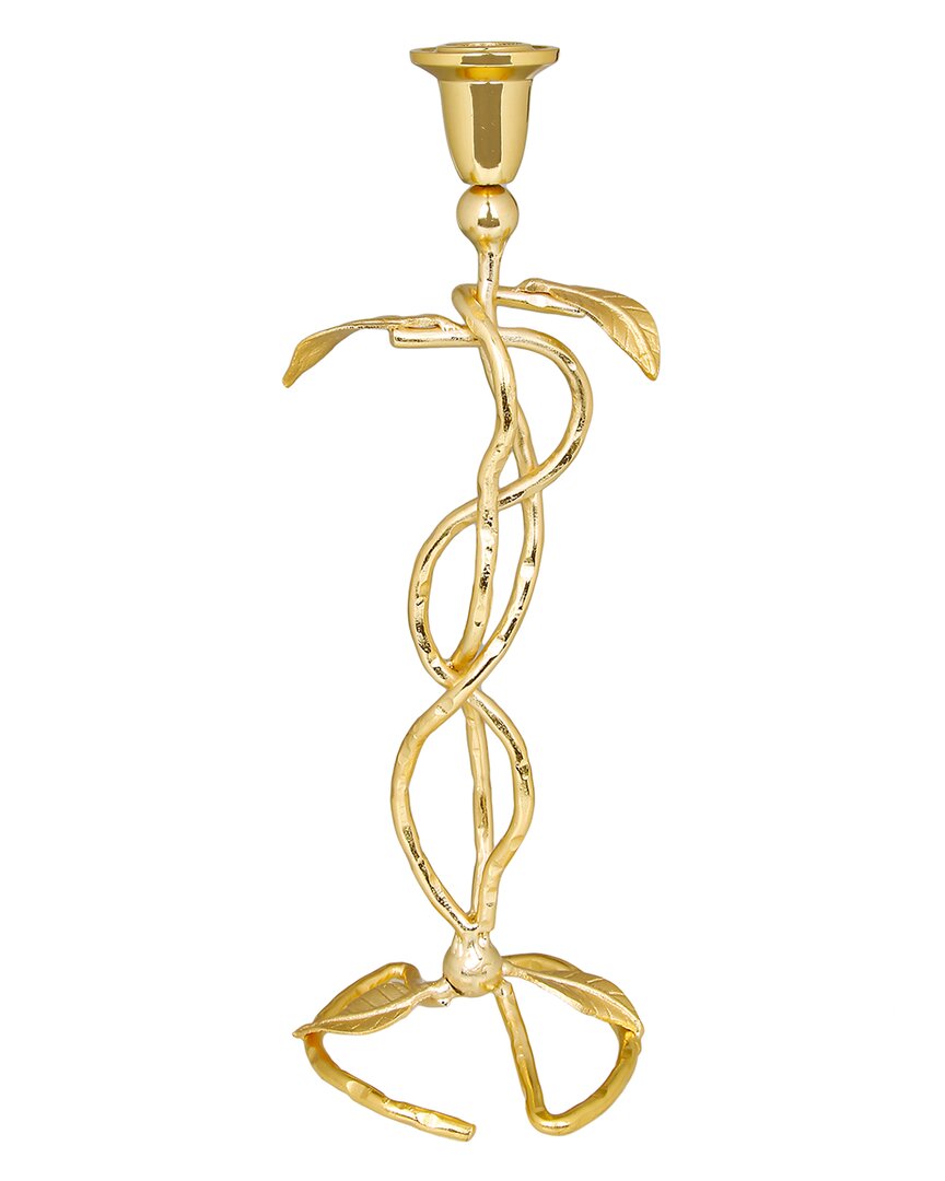 Alice Pazkus Gold Candlestick With Leaf Design