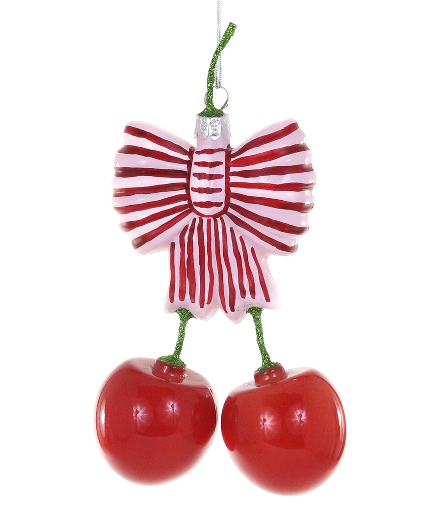 Cody Foster & Co. Bow And Cherries Ornament In Multi