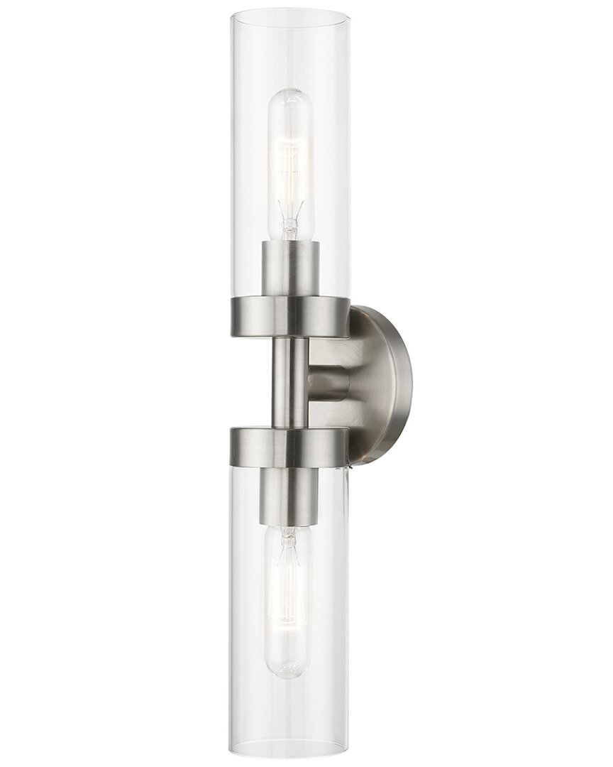 Livex Lighting 2 Light Brushed Nickel Ada Vanity Sconce In Silver
