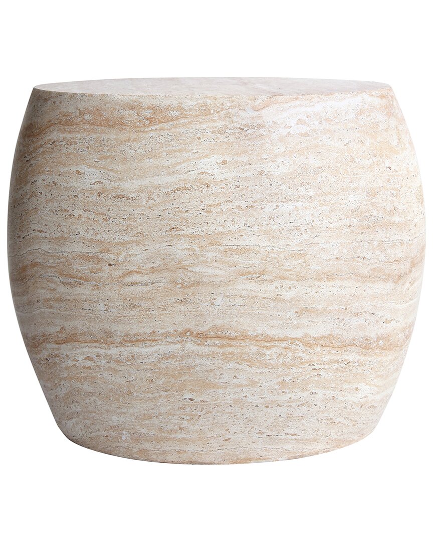 Empire Art Direct Luna Elegance Travertine Finish Italian Design Side Table In Neutral