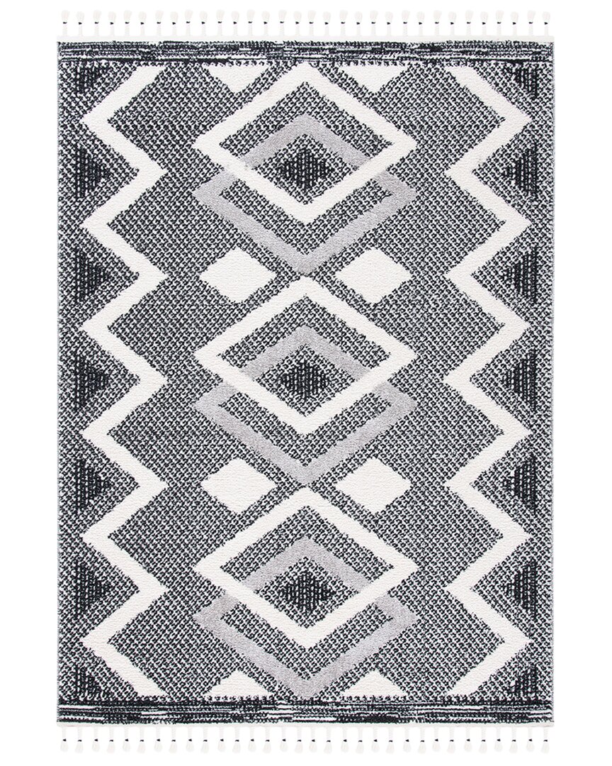 Safavieh Moroccan Tassel Shag Polyester & Polypropylene Rug In Gray