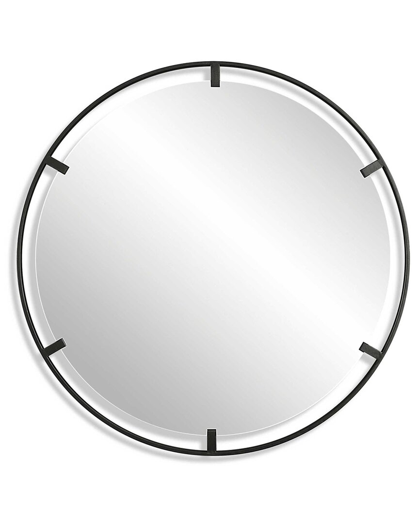 Uttermost Cashel Round Iron Mirror In Black