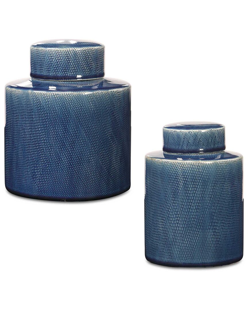 Uttermost Set Of 2 Saniya Containers In Blue