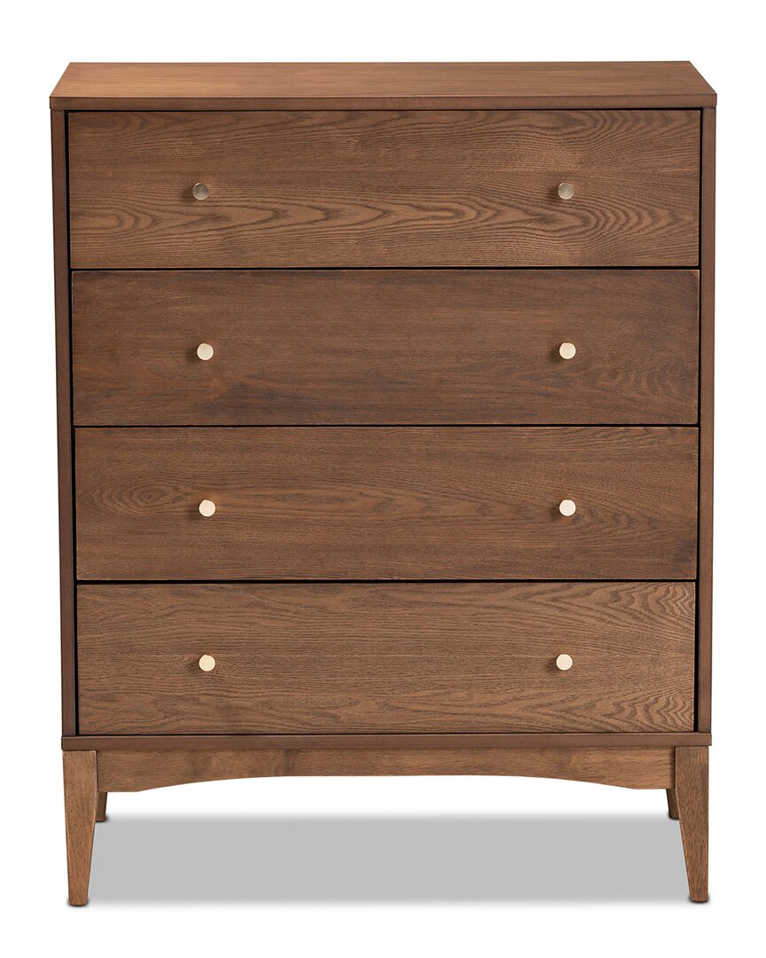 Design Studios Landis Mid-century Modern Ash Walnut Finished Wood 4-drawer Chest In Brown