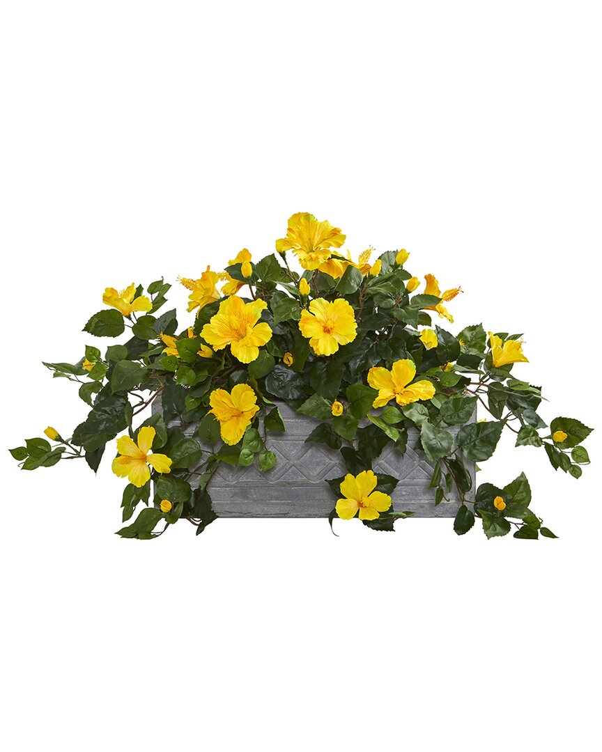 NEARLY NATURAL NEARLY NATURAL HIBISCUS ARTIFICIAL PLANT IN STONE PLANTER 