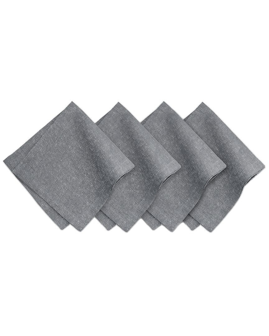 Villeroy & Boch Set Of 4 La Classica Metallic Luxury Linen Fabric Napkins In Gray