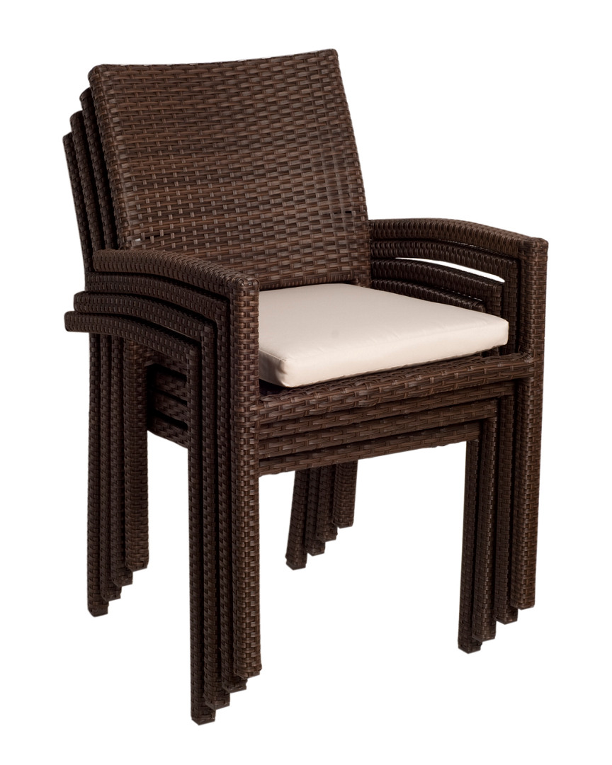 Amazonia Outdoor Patio 4pc Wicker Dining Chairs With Cushions