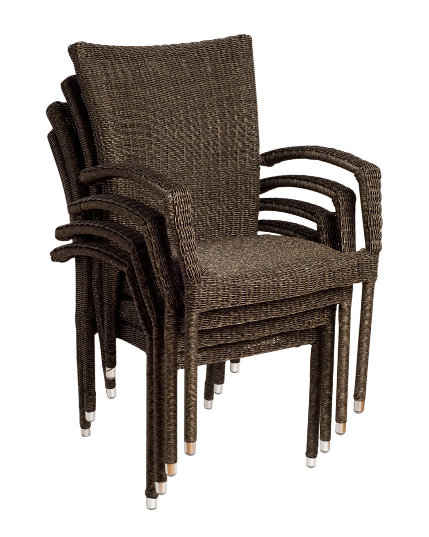 Amazonia 4pc Outdoor Patio Wicker Stacking Dining Chairs