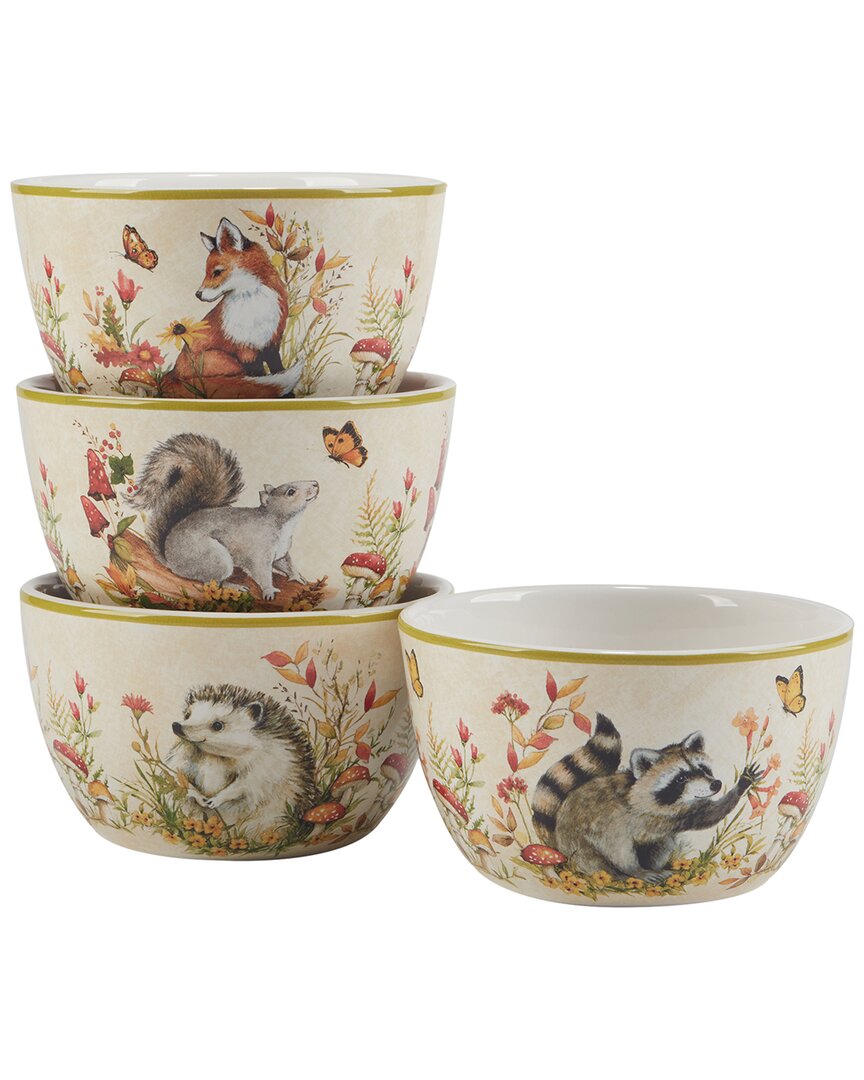 Certified International Woodland Critters Set Of 4 Ice Cream Bowls