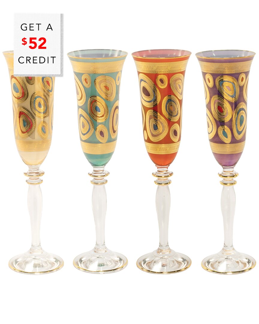 Vietri Regalia Assorted Champagne Glasses, Set Of 4 In Multi