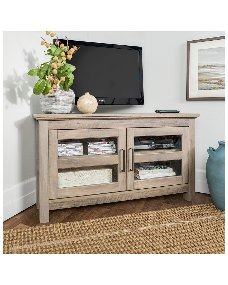 Hewson 44in Transitional Modern Farmhouse Wood Corner Tv Stand