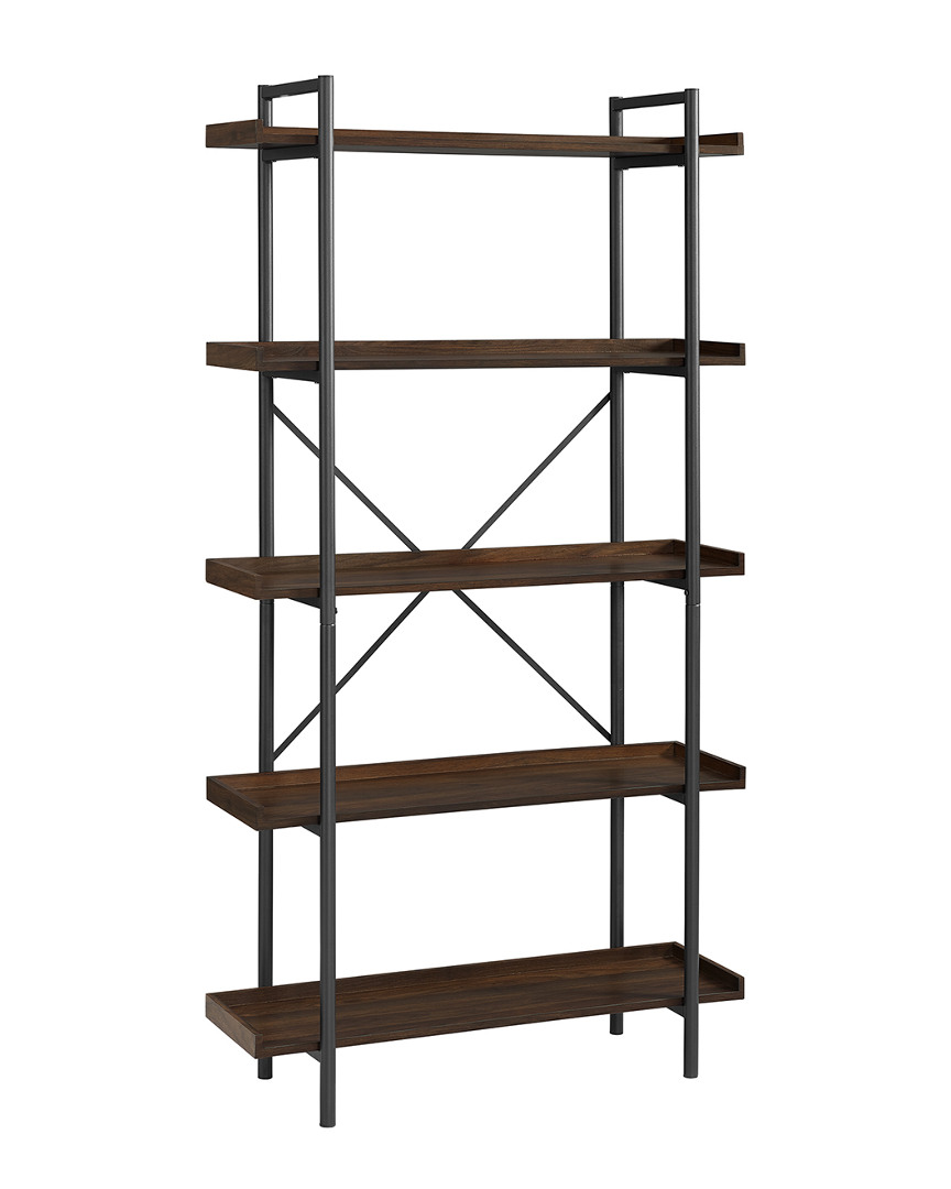 Hewson 68in Rustic Industrial 5-shelf Wood Bookcase