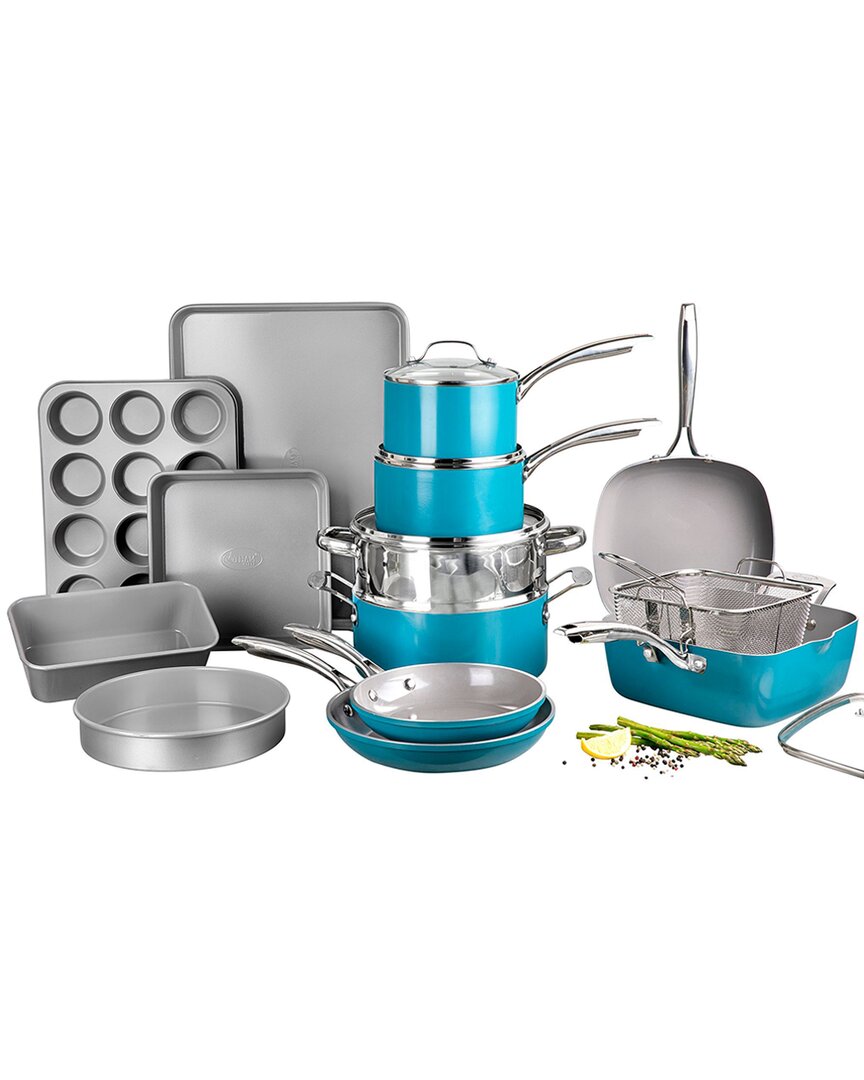 Gotham Steel Aqua Blue 20pc Cookware And Bakeware Set