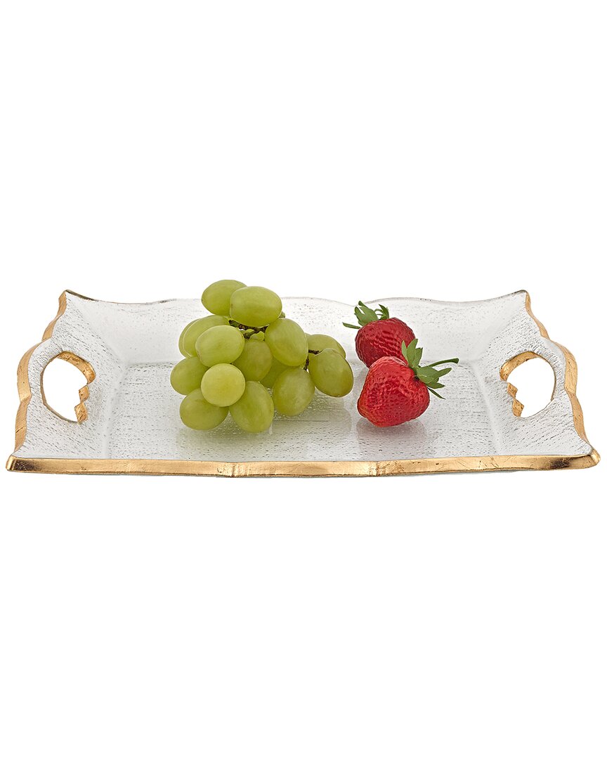 Badash Crystal Hand Decorated Gold Leaf Vanity/snack Tray In Neutral