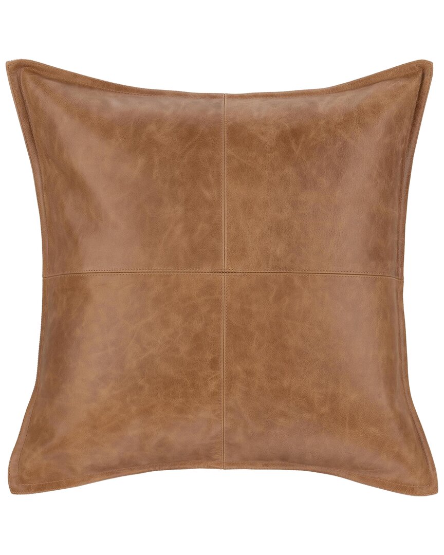 Classic Home Dyed & Lightly Distressed Dumont Genuine Leather Throw Pillow