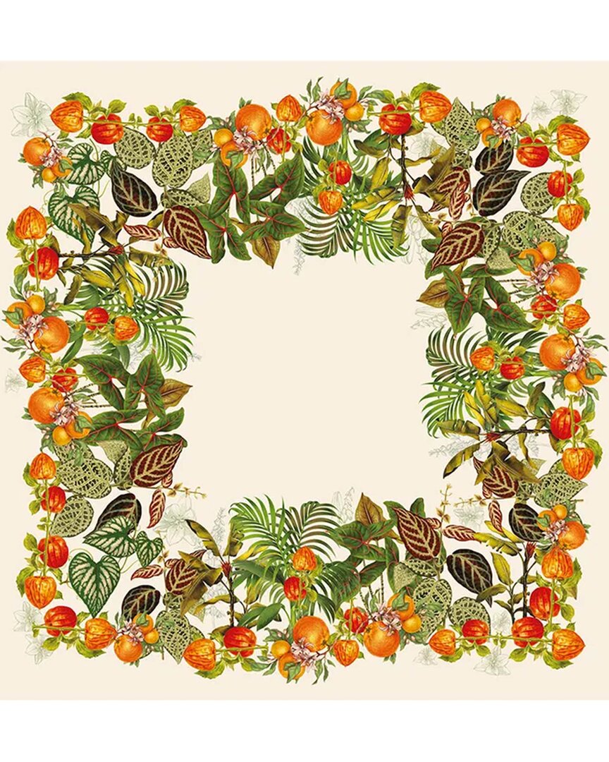 Garnier Thiebaut Vintage Garden Natural French Tablecloth In Green