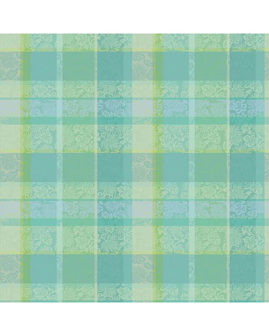 Garnier Thiebaut Mille Venusta Aqua Round French Tablecloth In Green