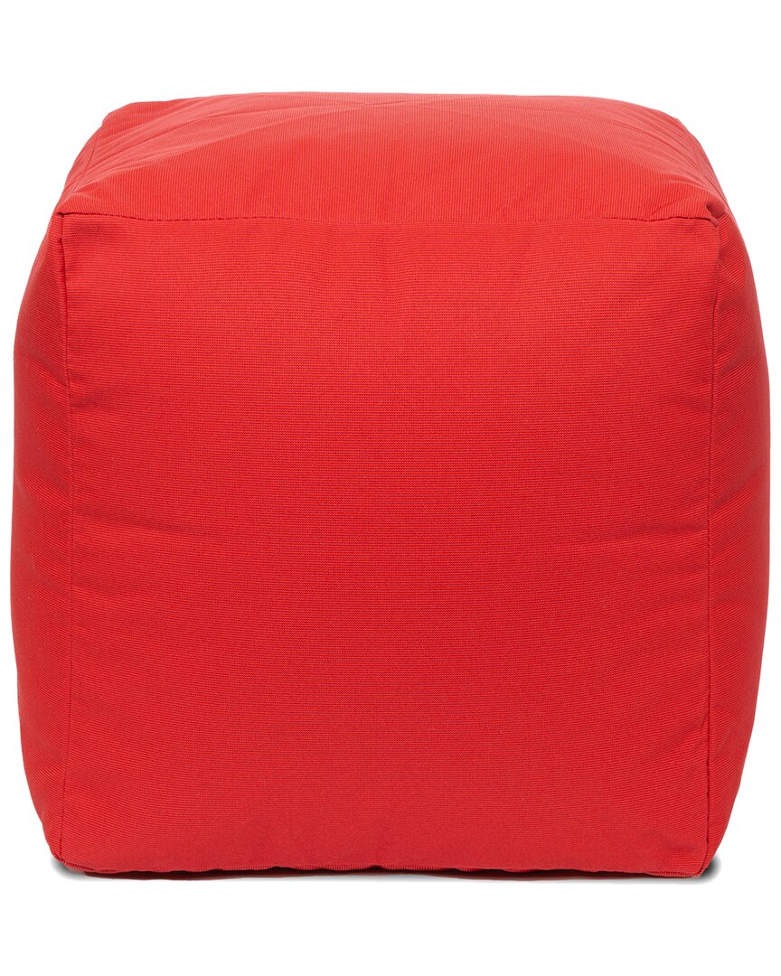 Gouchee Home Soleil Cube Outdoor/indoor Ottoman Pouf In Red
