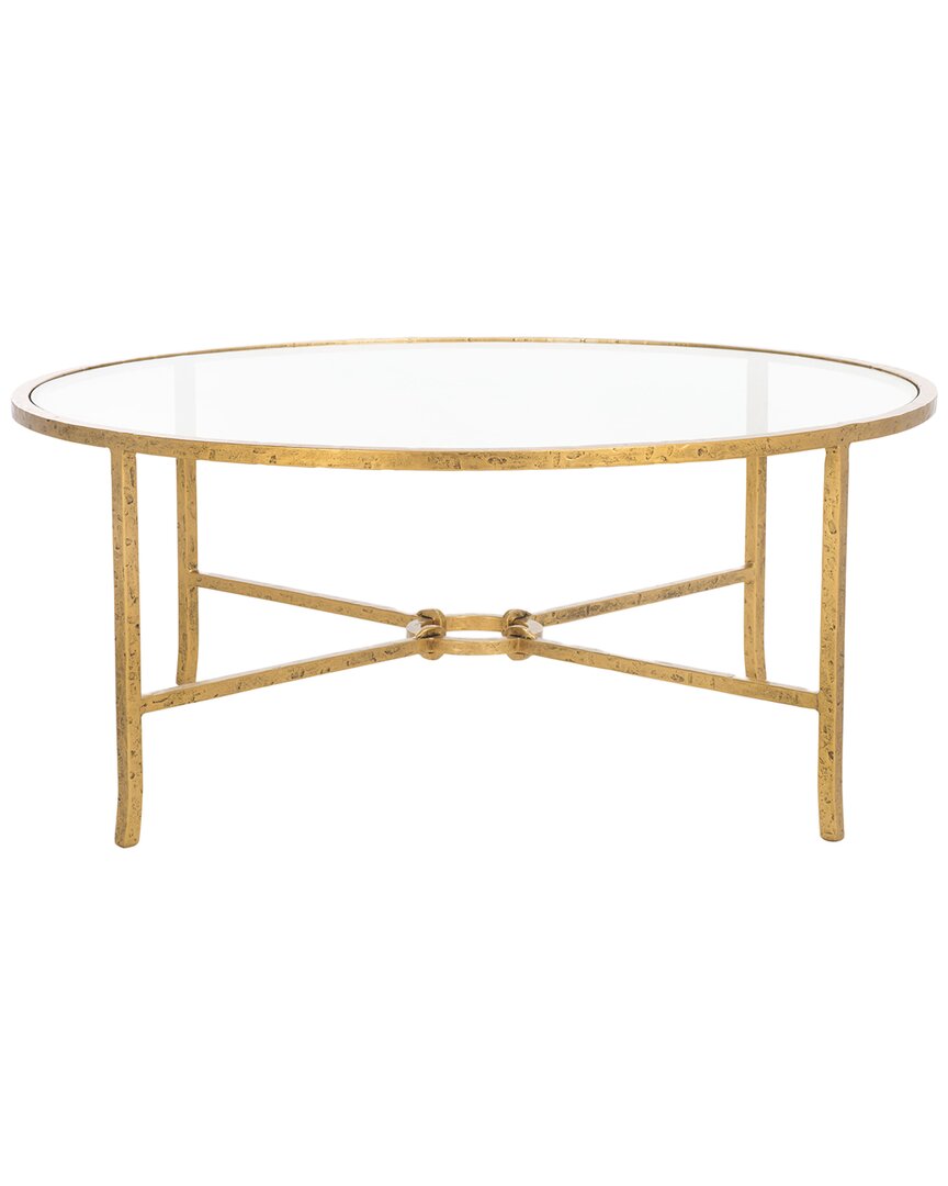 Safavieh Couture Tauri Forged Metal Round Coffee Table In Gold