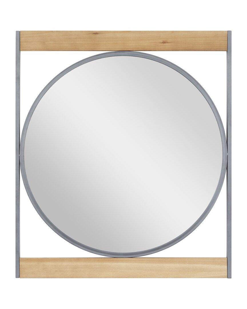 Peyton Lane Brown Metal Wall Mirror With Wood Accents