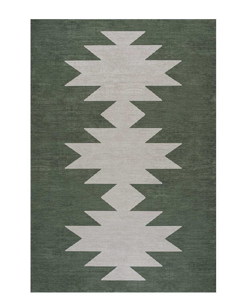 Jonathan Y Chayton Minimalist Geometric Machine-washable Chenille Area Rug In Green