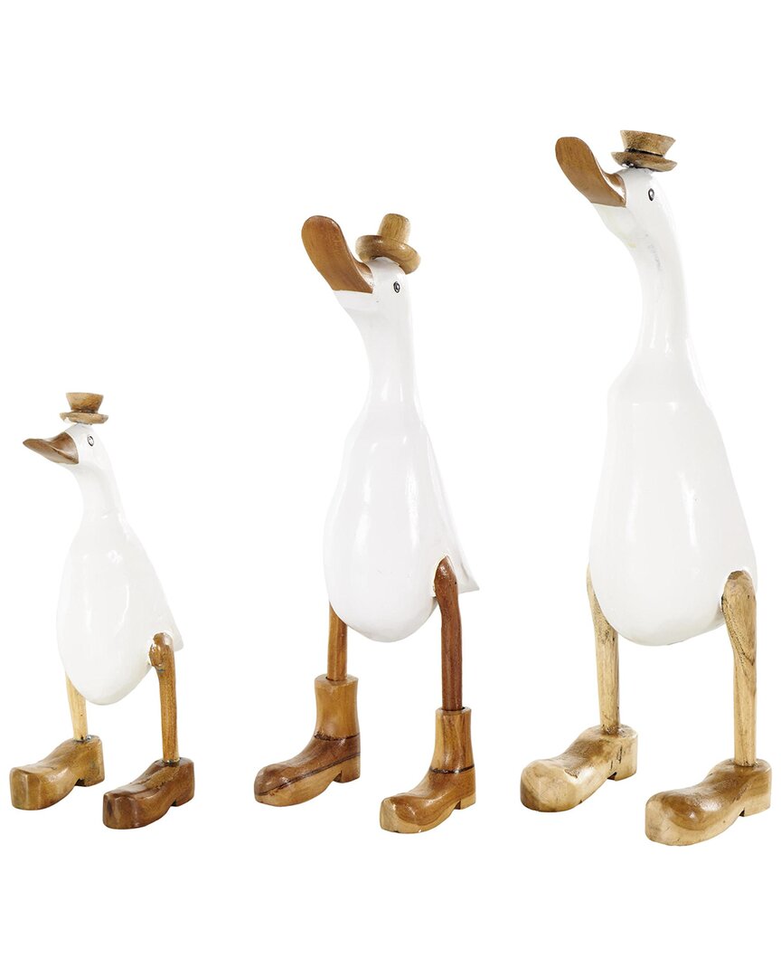 Peyton Lane Farmhouse Bamboo Wood Sculpture Set In White