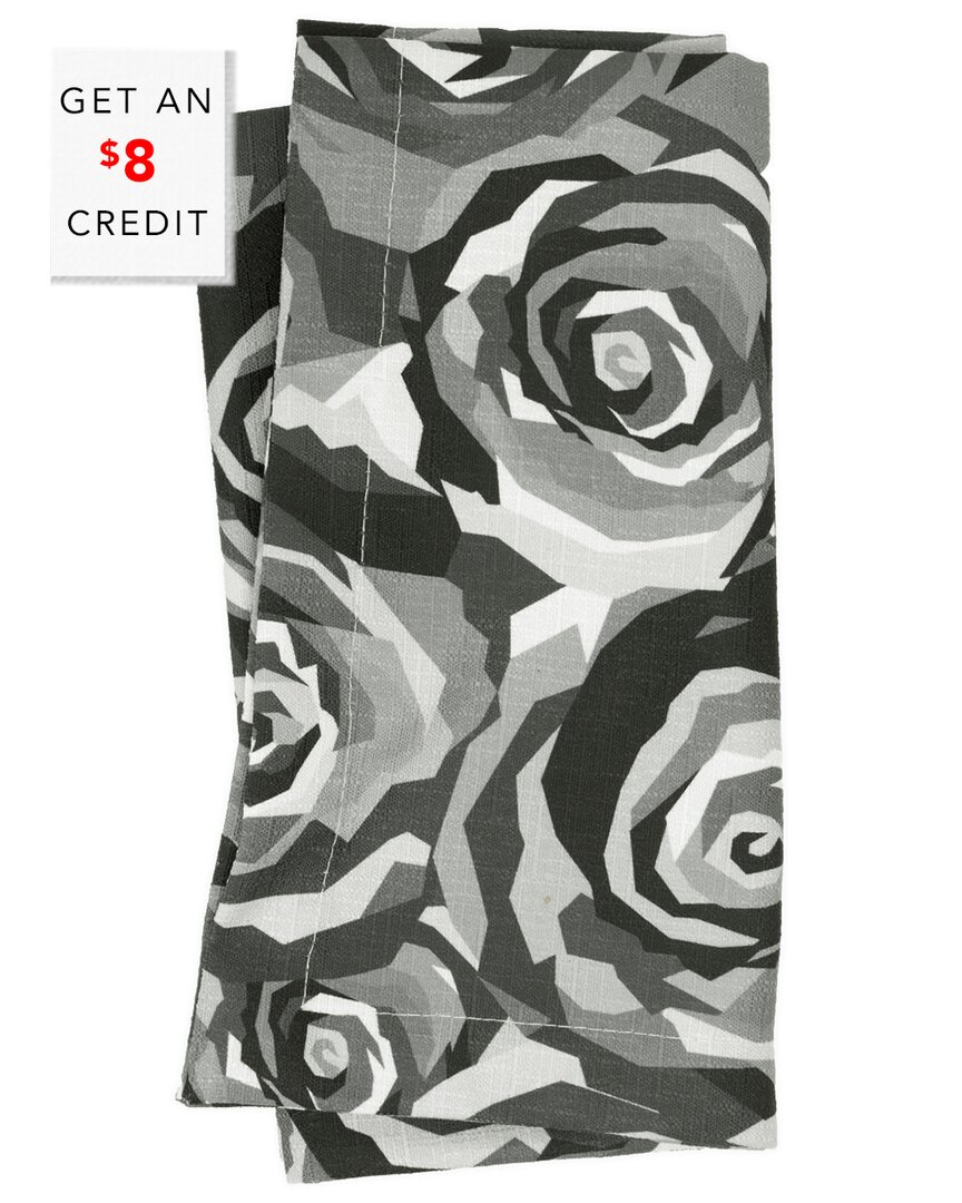 Elizabeth Sutton Home Roses Faux Linen Napkin With $8 Credit
