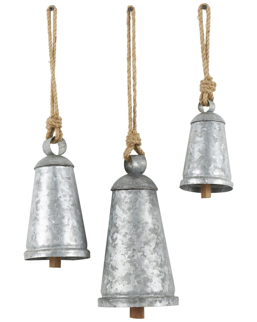 Peyton Lane Rustic Metal Decorative Cow Bells Set In Silver