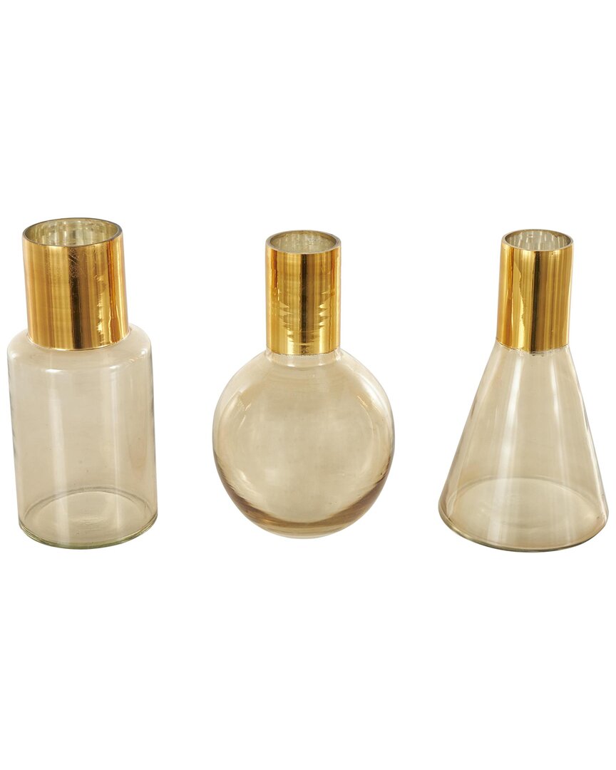 Peyton Lane Modern Glass Vase Set In Gold
