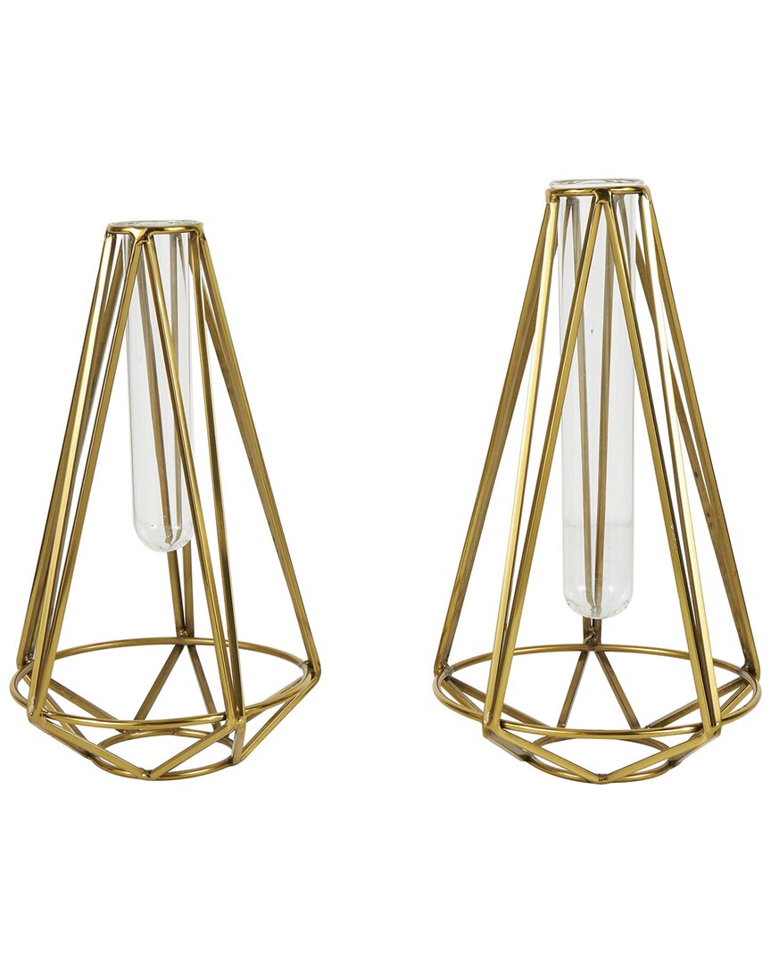 Peyton Lane Glam Metal Vase Set In Gold