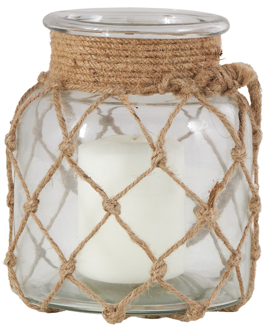 Peyton Lane Coastal Glass Candle Lantern In Brown