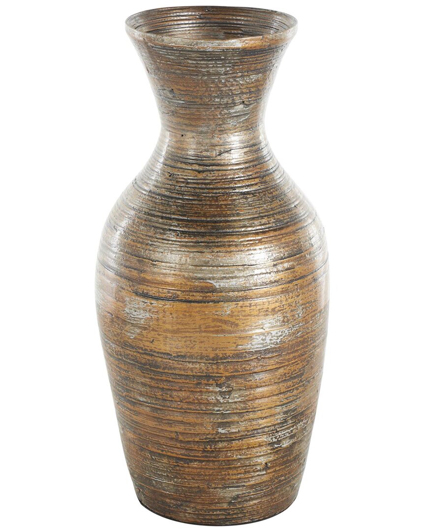 Peyton Lane Bohemian Bamboo Wood Vase In Brown