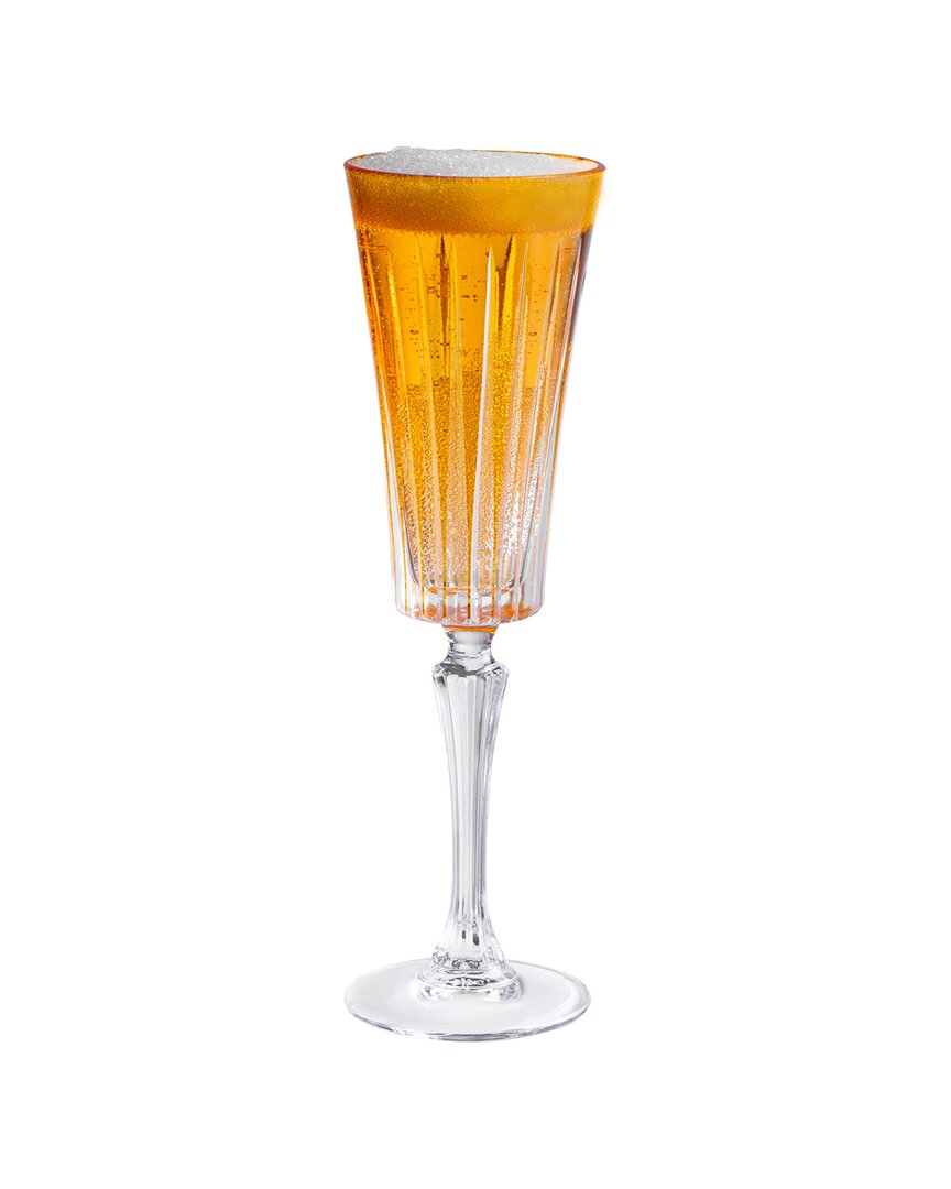 Barski Set Of 6 Colored Champagne Flutes Glasses In Brown