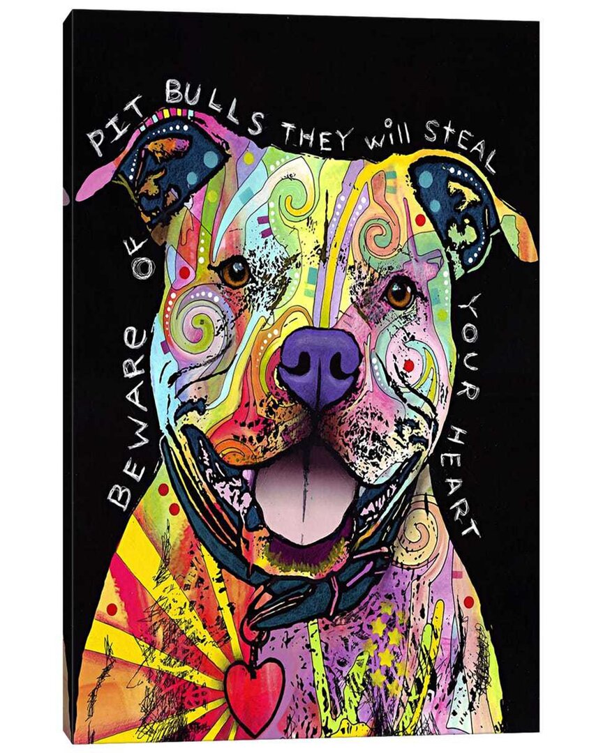Icanvas Beware Of Pit Bulls By Dean Russo Wall Art