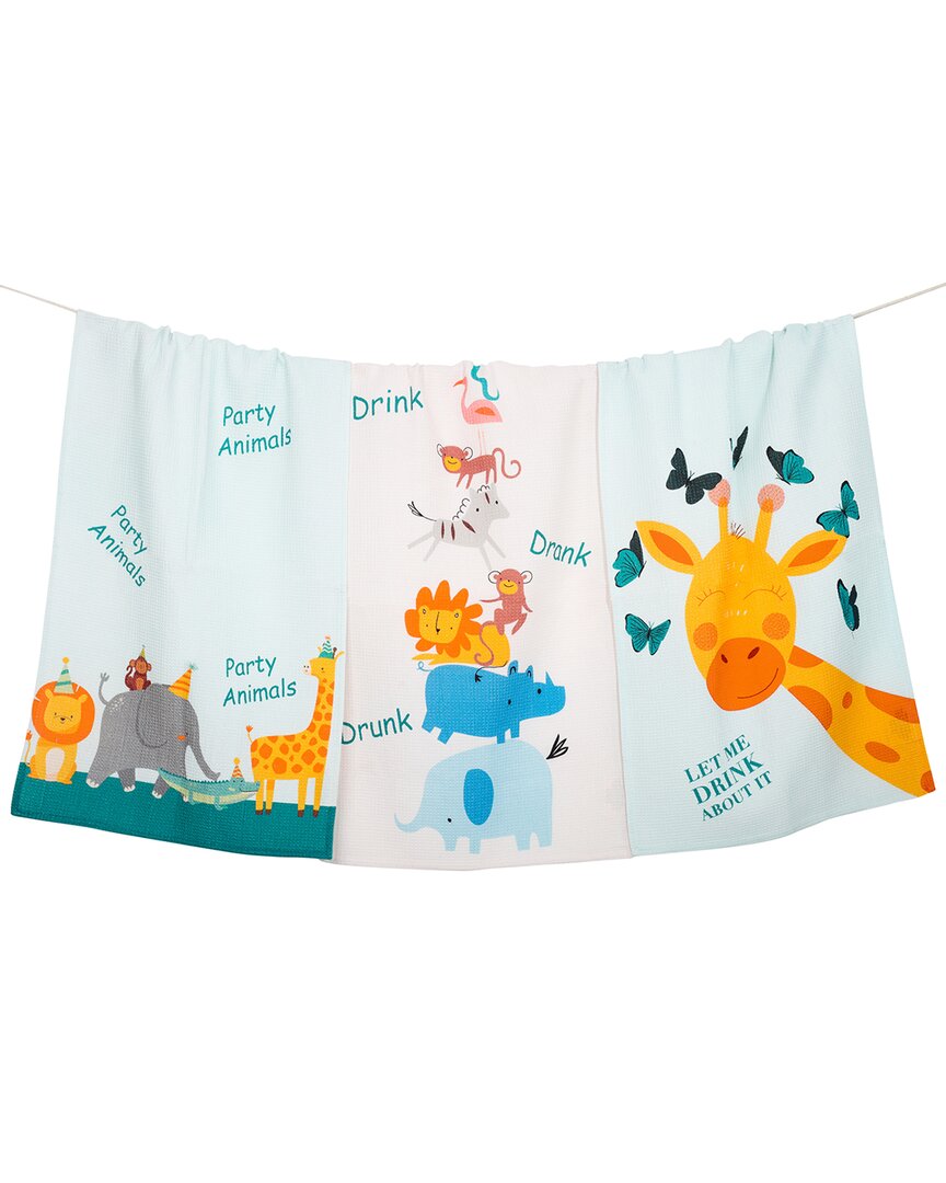 Tiramisu Party Animals Kitchen Towel Set In Multi