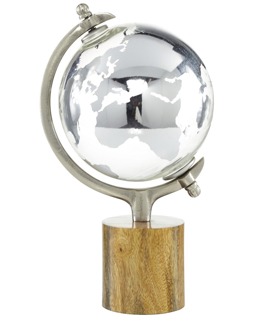 Peyton Lane Traditional Globe Silver Wood Globe