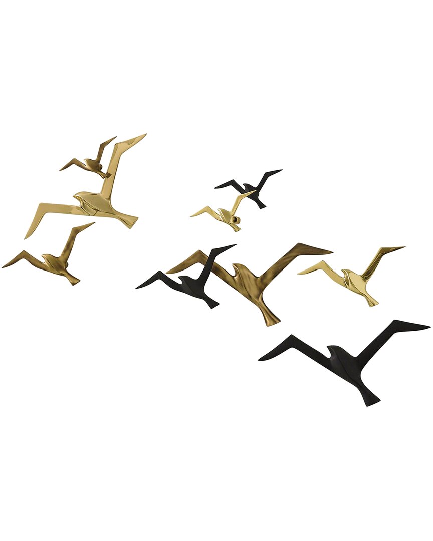 Global Views Metallic Flock Wall Decor, Set Of 3